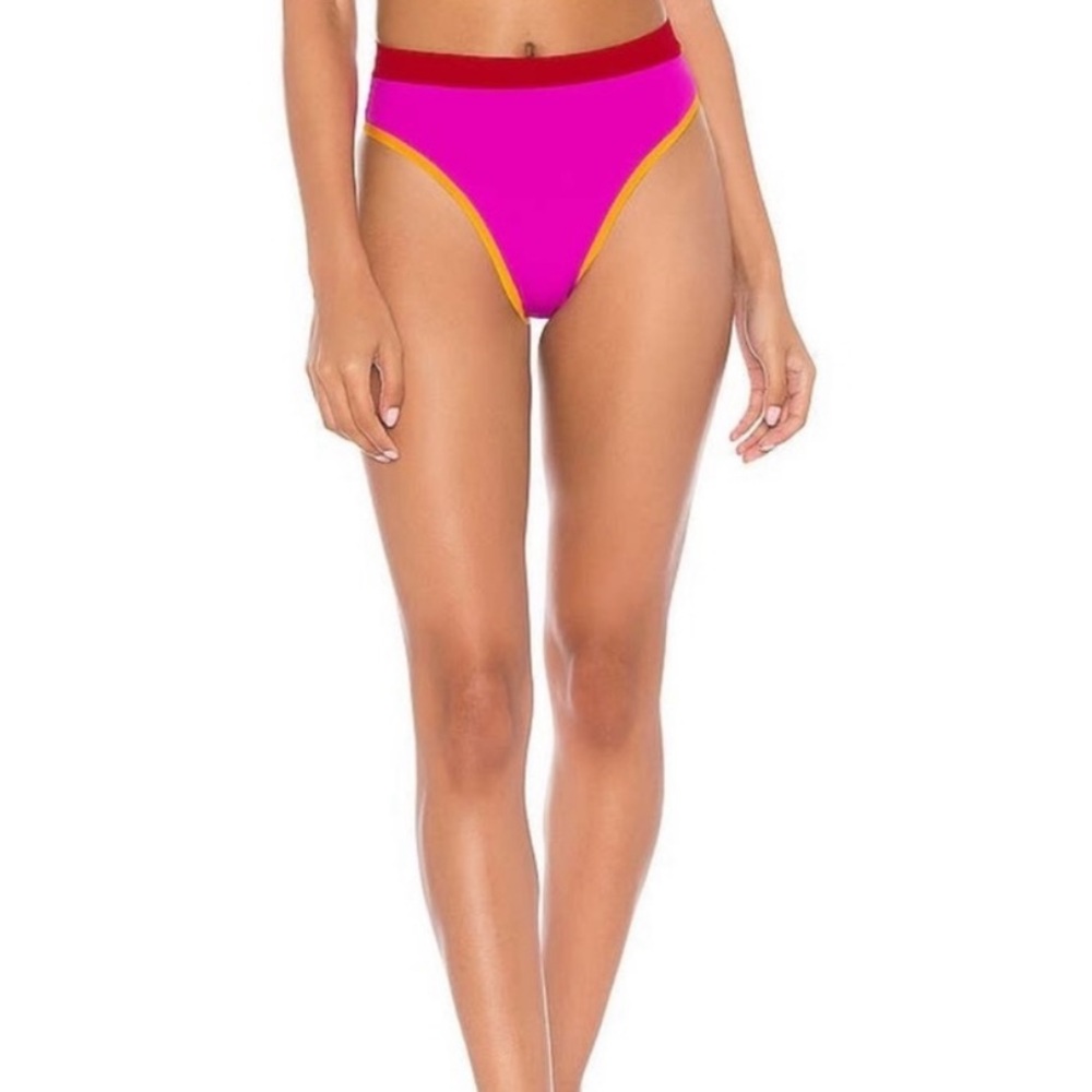 L*SPACE Frenchi Bitsy Bottom Fuchsia Red Mango NWT Sz XS High Waisted Sexy Color